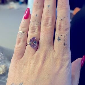 Raw amethyst sterling silver ring